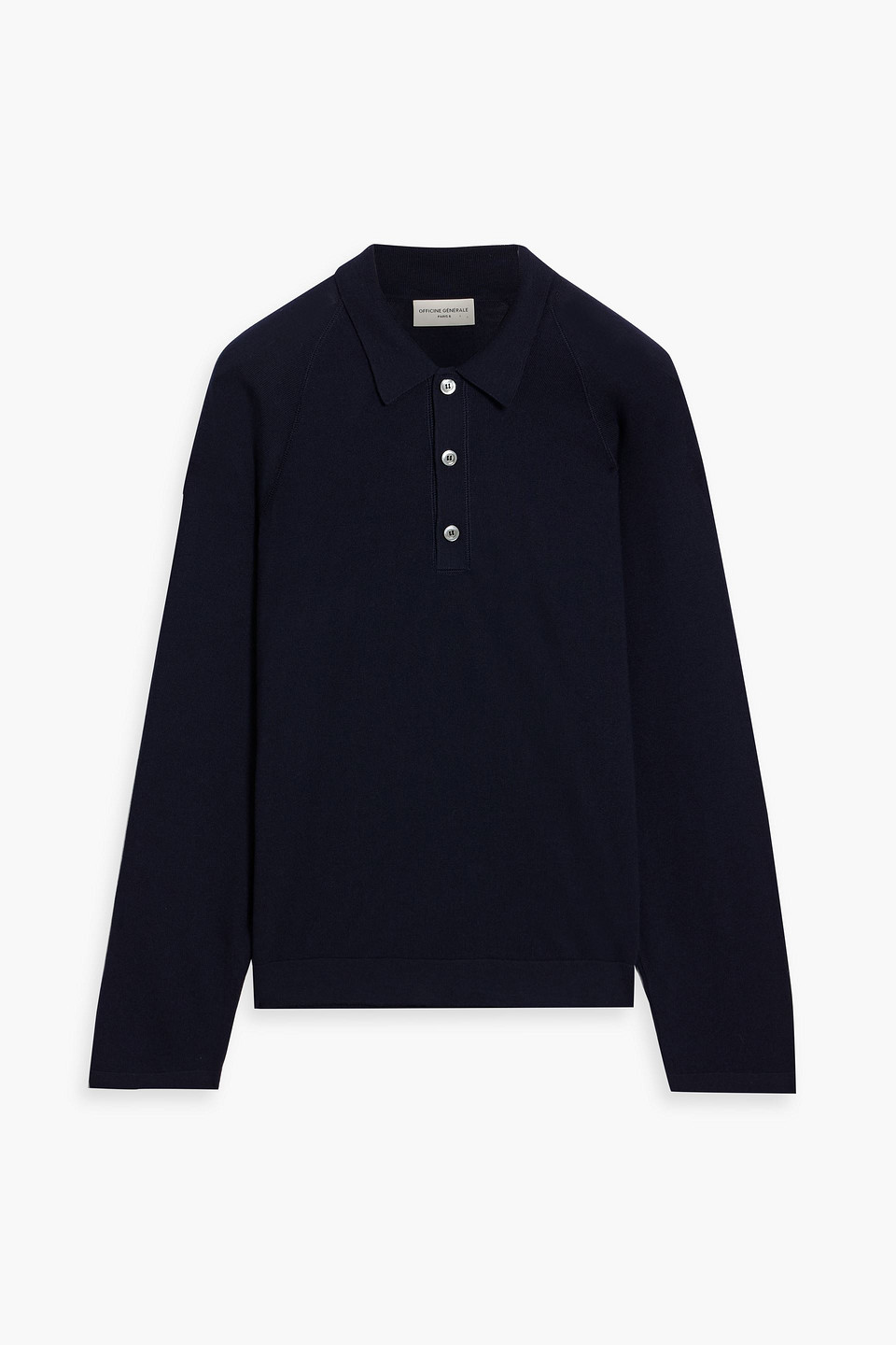 Officine Generale Kass Wool Polo Sweater In Blue