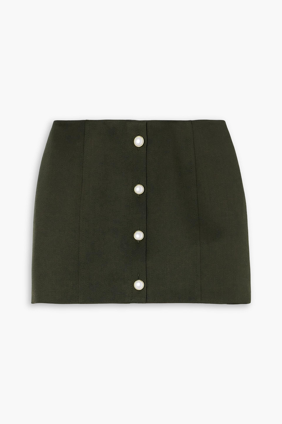 Alessandra Rich Wool-crepe Mini Skirt In Green