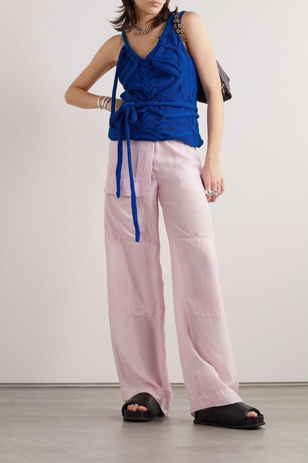 DRIES VAN NOTEN Distressed cable-knit cotton tank