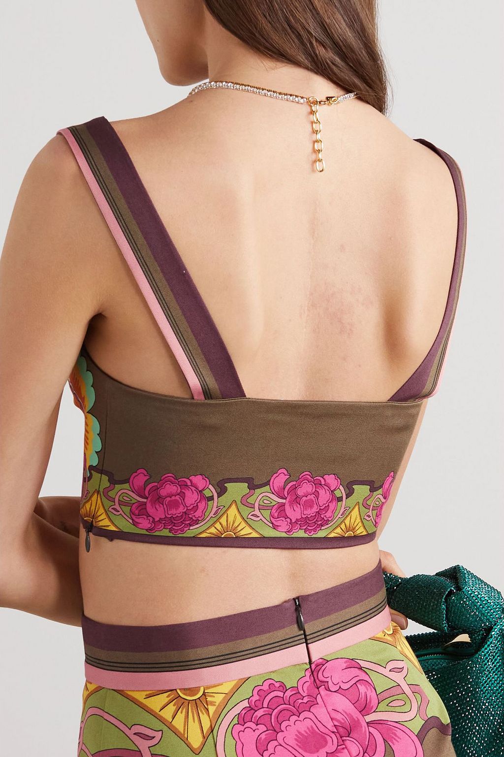LA DOUBLE J Baia cropped printed cotton-blend twill top