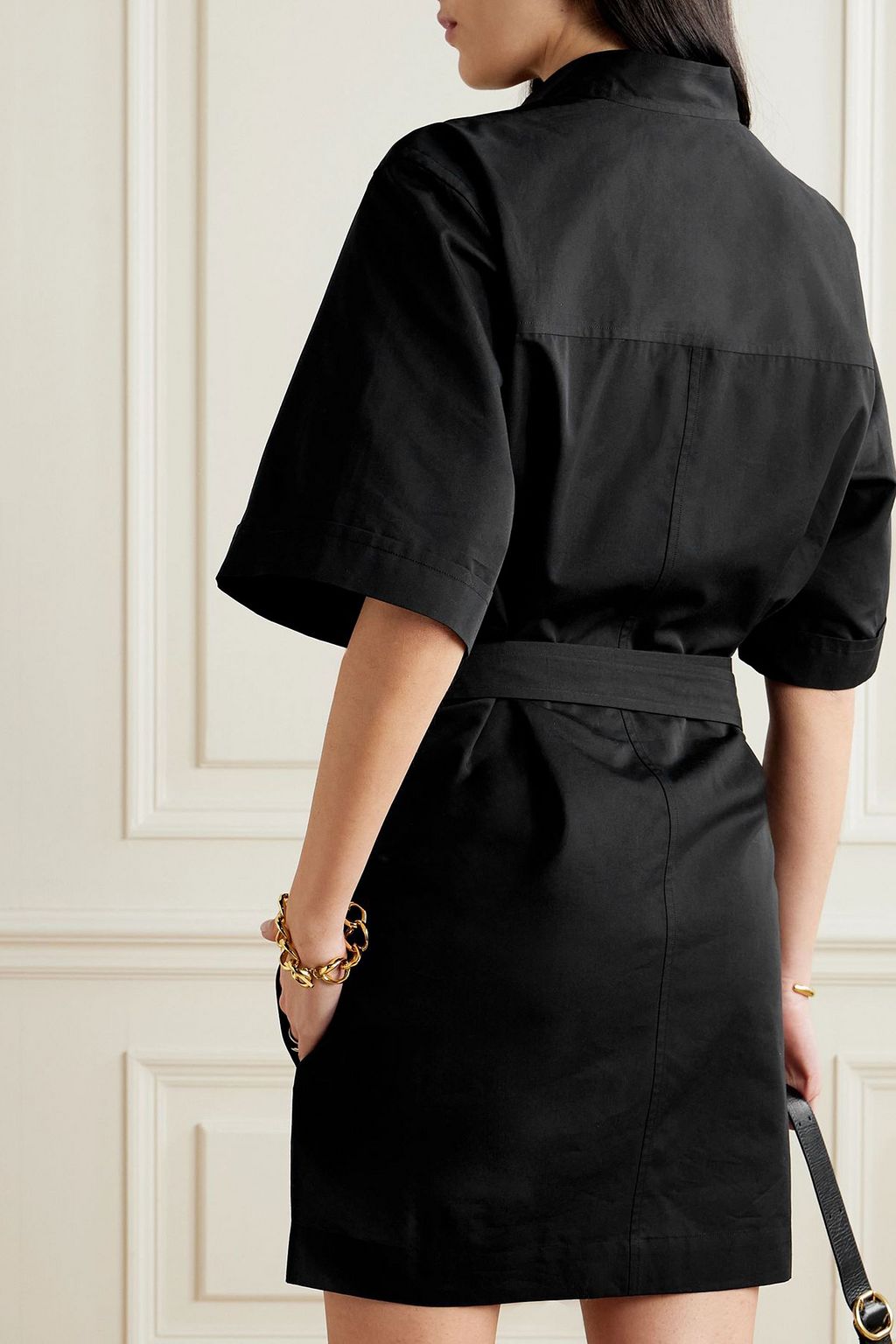 PETAR PETROV Belted cotton and silk-blend poplin mini dress