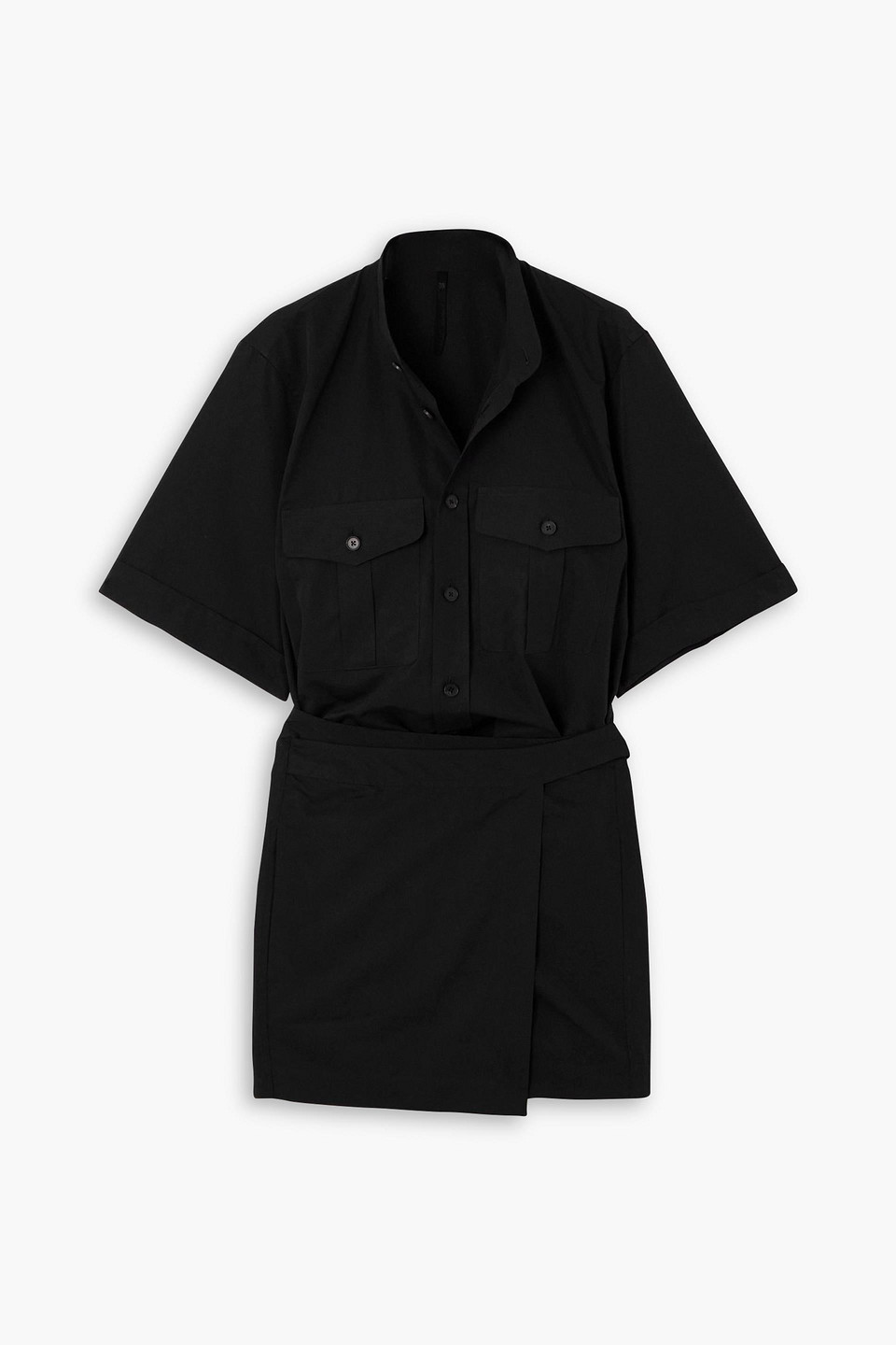 Petar Petrov Belted Cotton And Silk-blend Poplin Mini Dress In Black