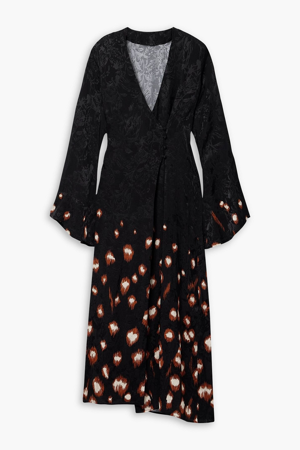 Johanna Ortiz Inner Strength Printed Satin-jacquard Midi Wrap Dress In Multi