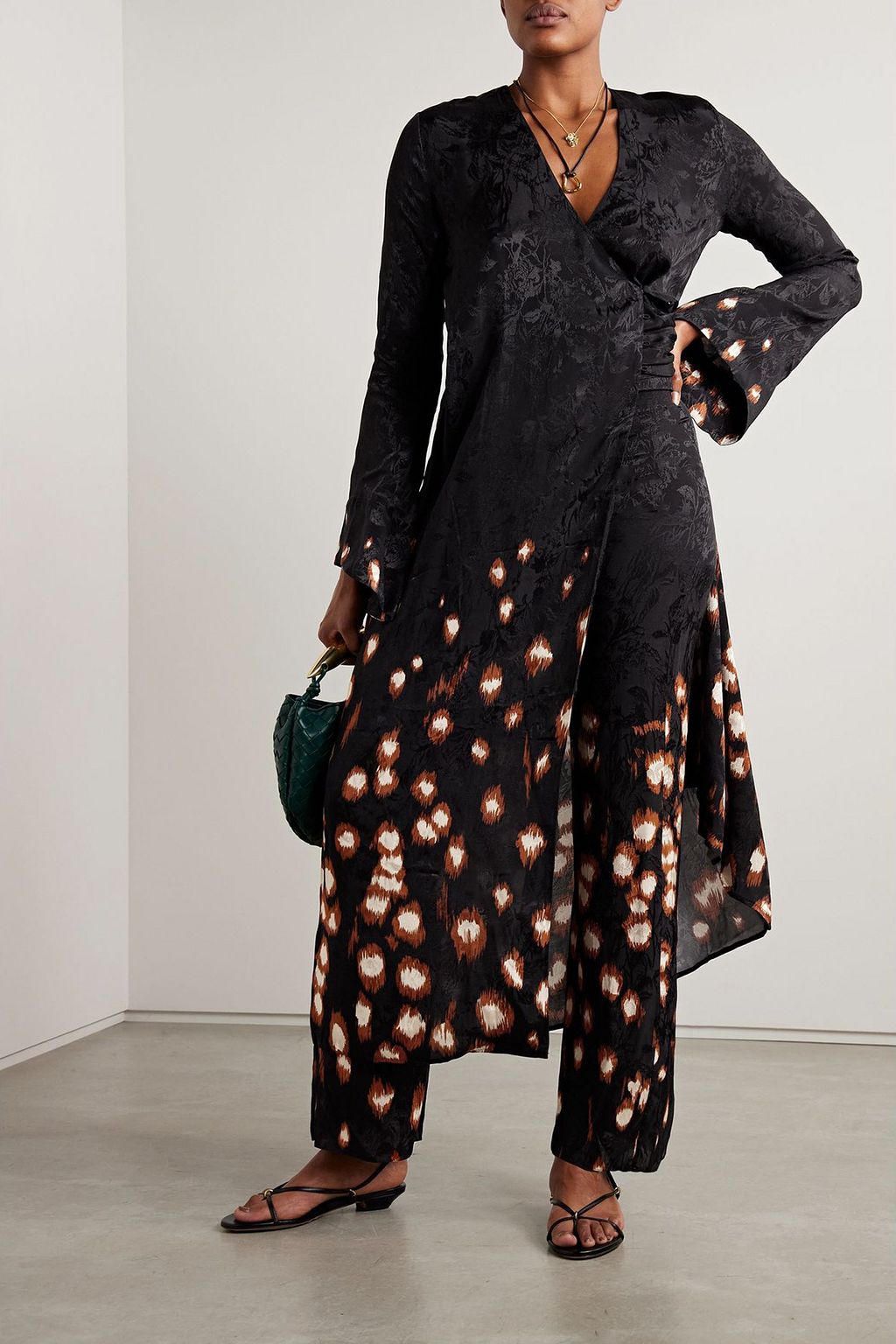 JOHANNA ORTIZ Inner Strength printed satin-jacquard midi wrap dress