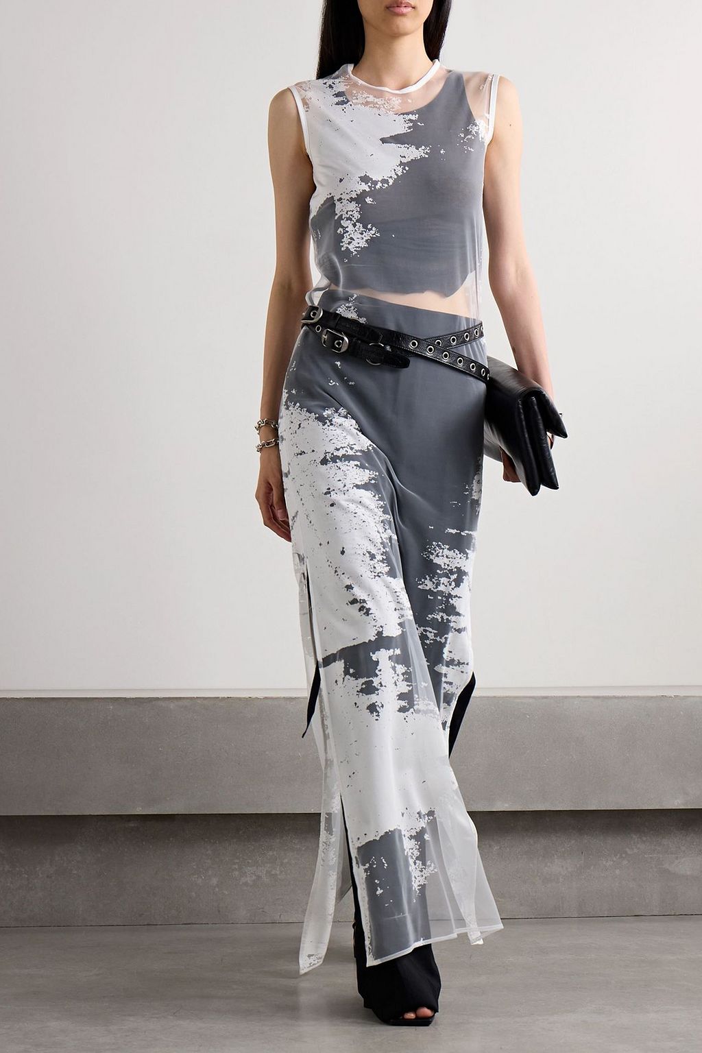 ANN DEMEULEMEESTER Seda printed mesh maxi dress