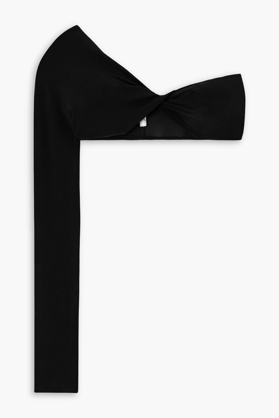 courrèges - cropped one-sleeve twist-front jersey top - black - m