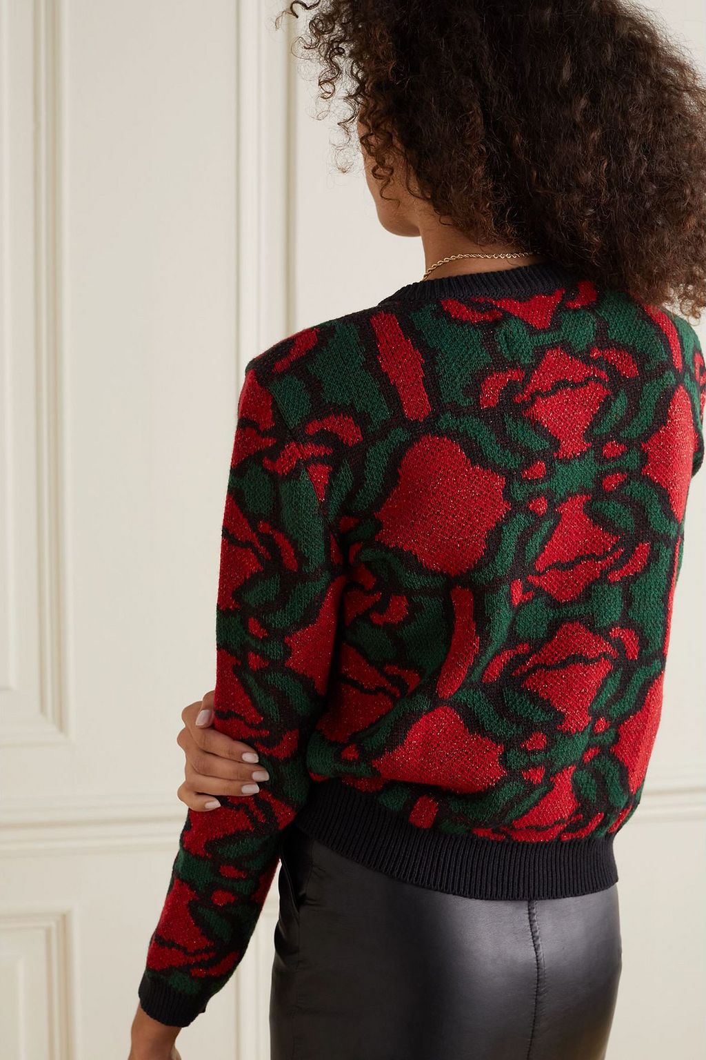LUKHANYO MDINGI + The Vanguard metallic jacquard-knit cotton-blend sweater