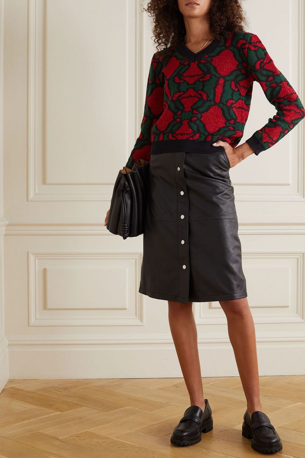 LUKHANYO MDINGI + The Vanguard metallic jacquard-knit cotton-blend sweater