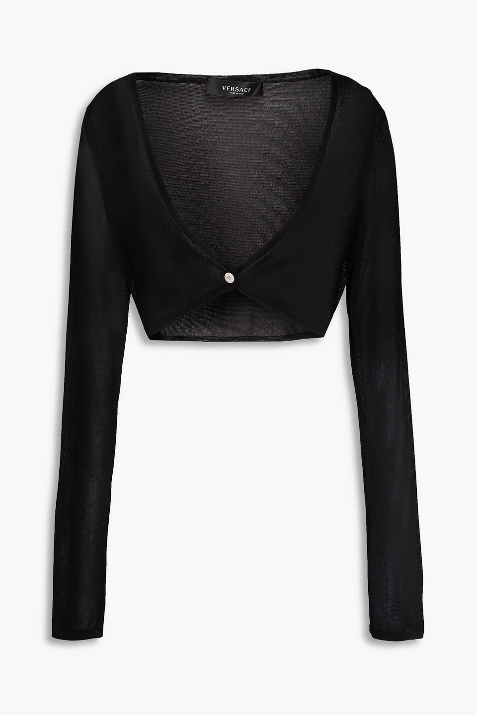 Versace Cropped Knitted Cardigan In Black