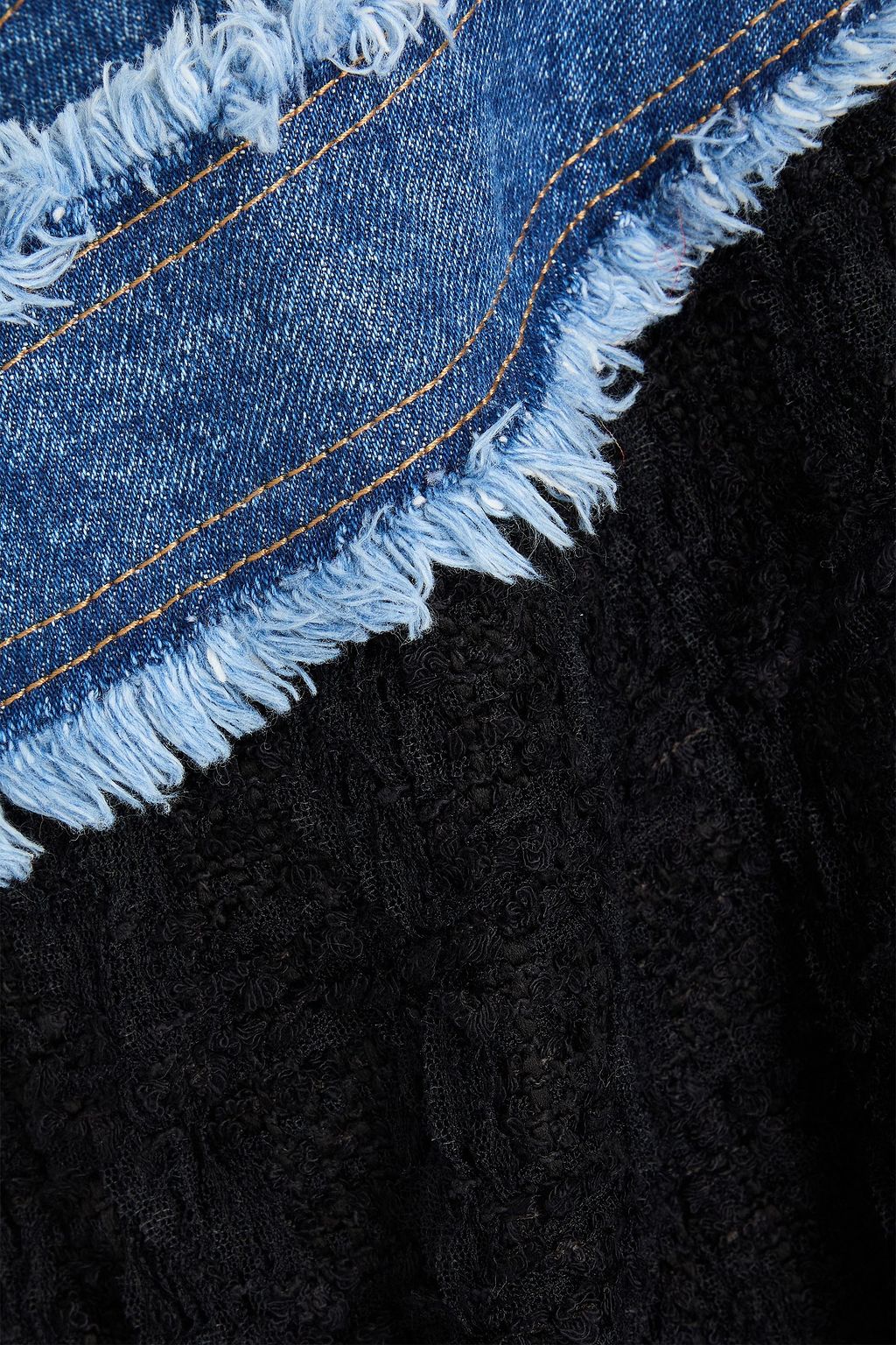 DOLCE&GABBANA Denim-trimmed frayed tweed mini skirt