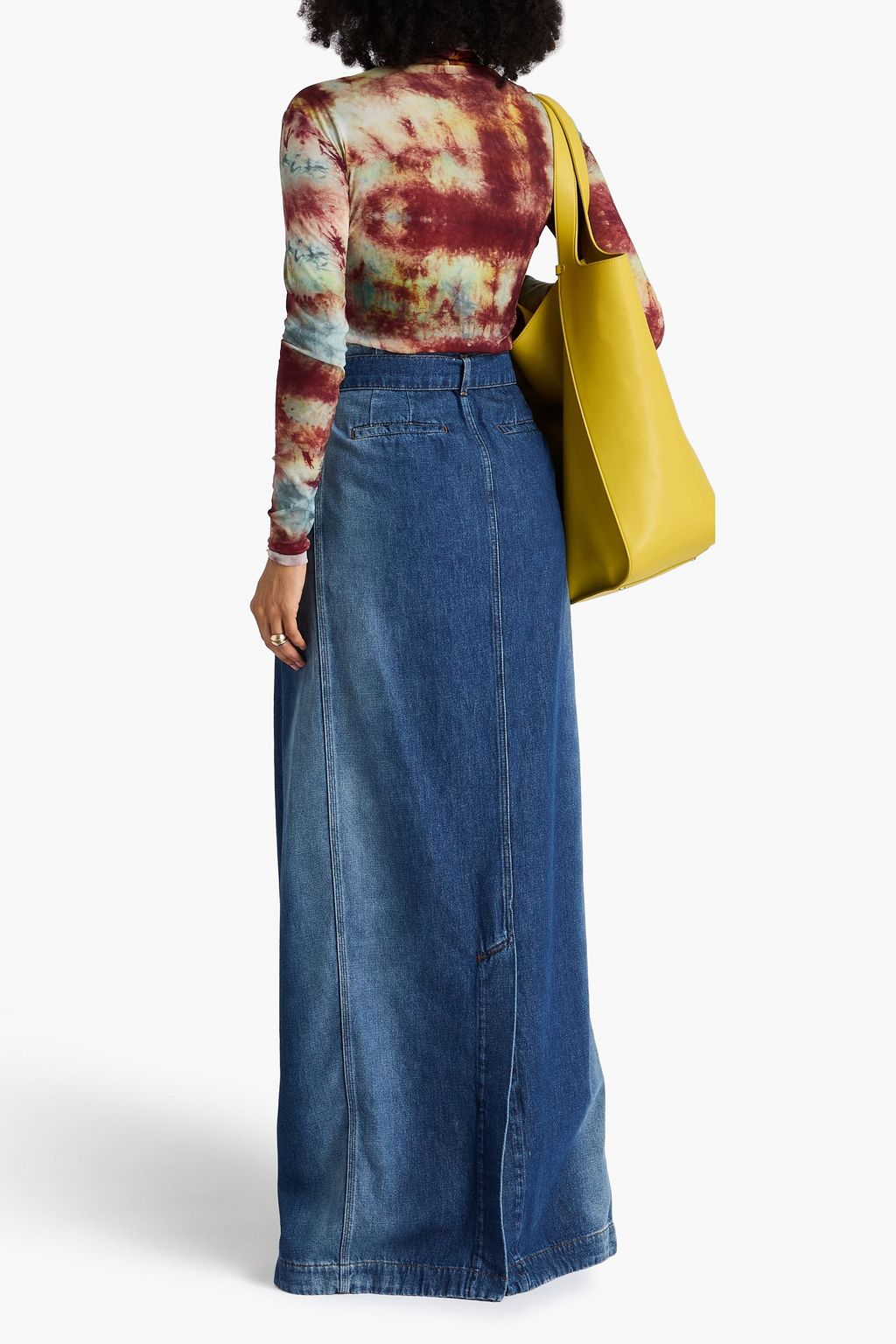DRIES VAN NOTEN تنورة طويلة من الدنيم مزوّدة بحزام