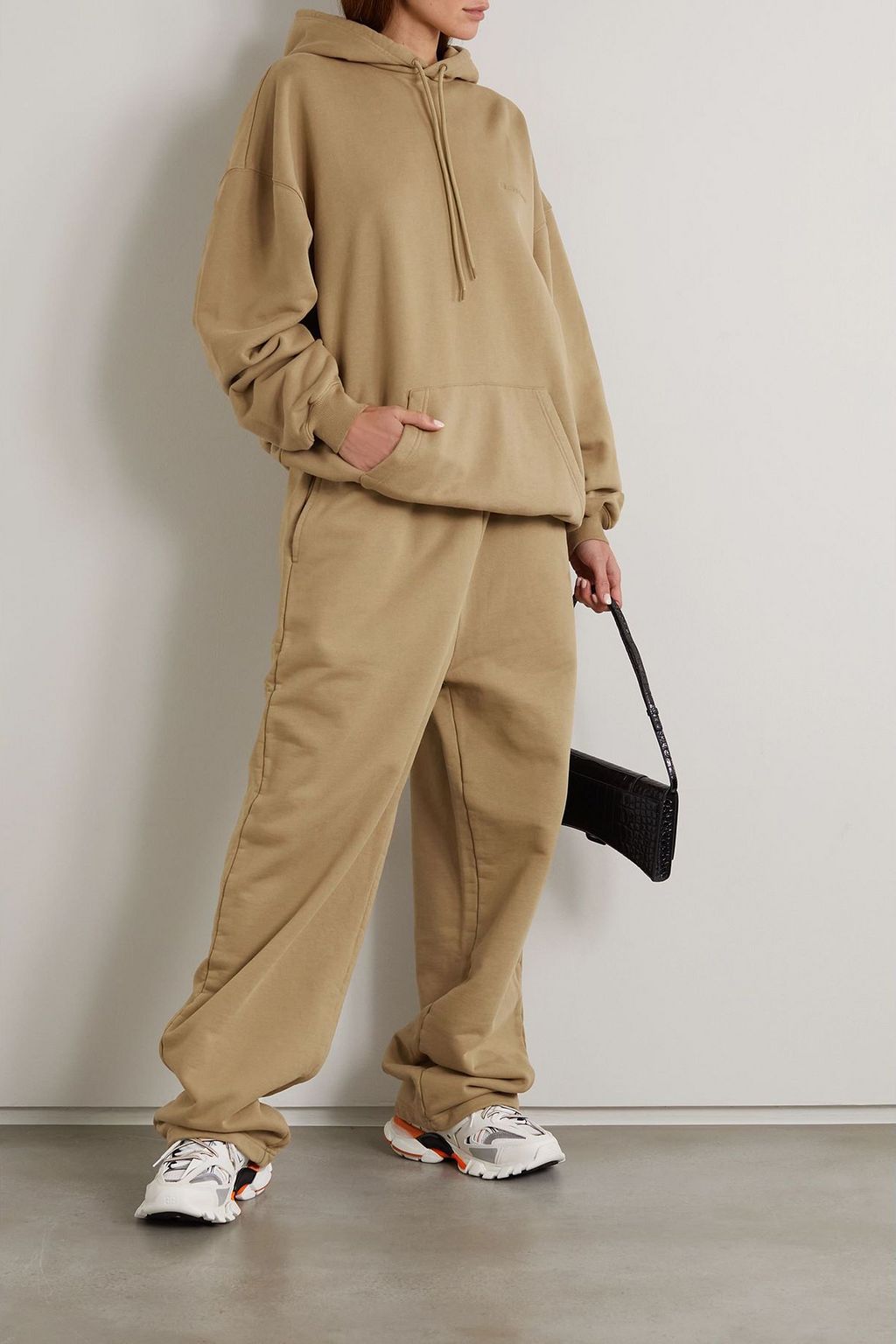 BALENCIAGA Oversized embroidered cotton-jersey hoodie