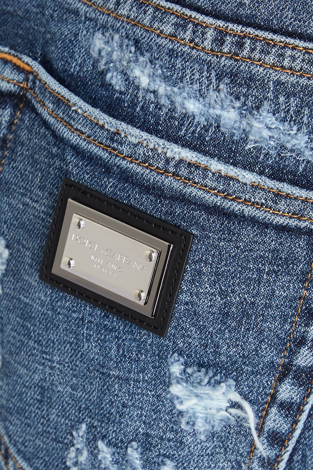DOLCE&GABBANA Distressed high-rise straight-leg jeans
