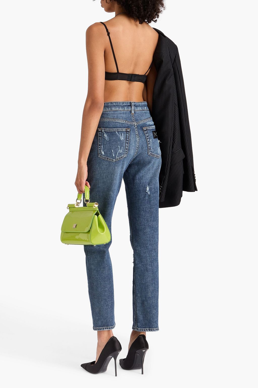 DOLCE&GABBANA Distressed high-rise straight-leg jeans