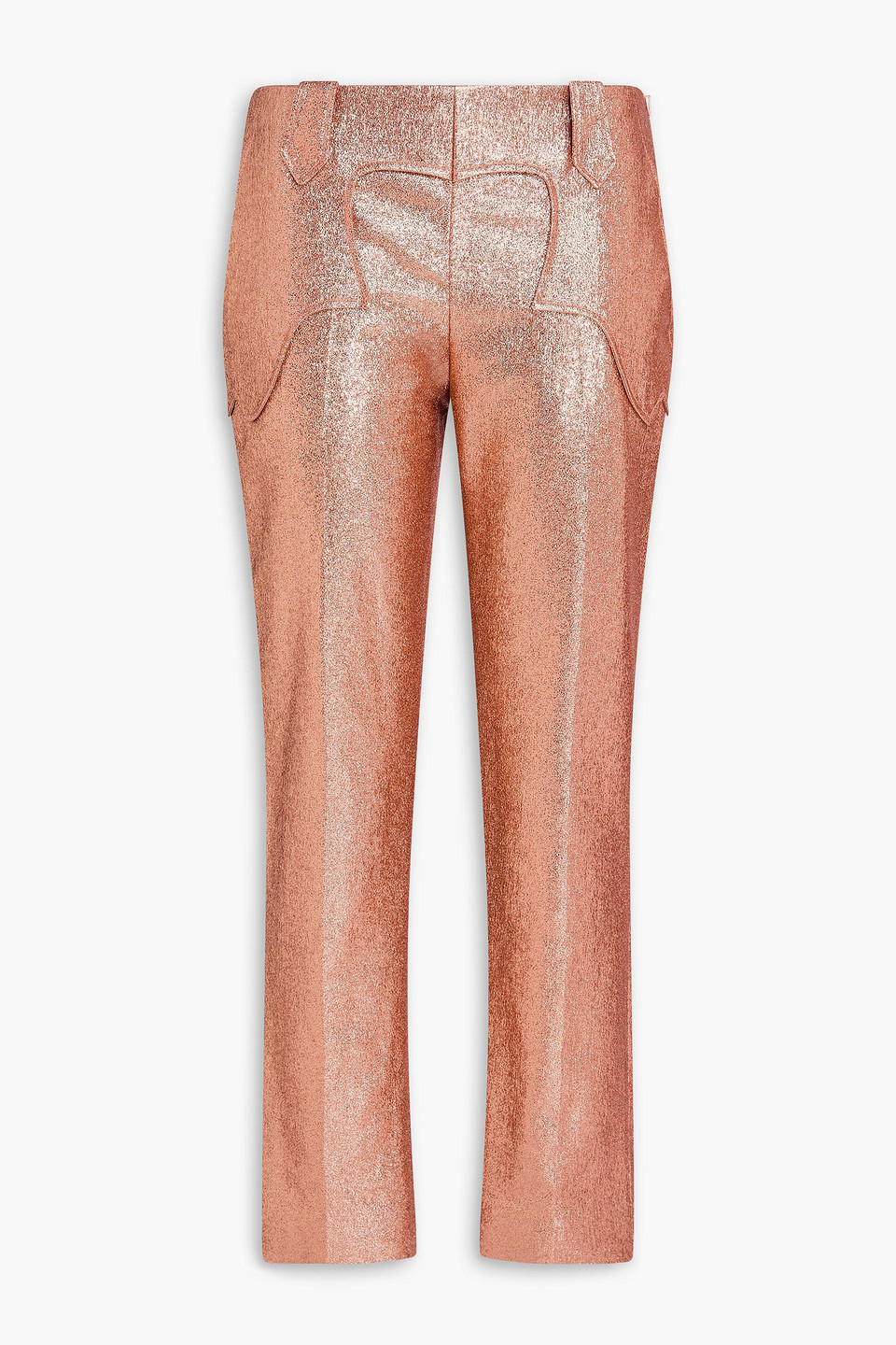 Tom Ford Lamé Straight-leg Pants In Brown