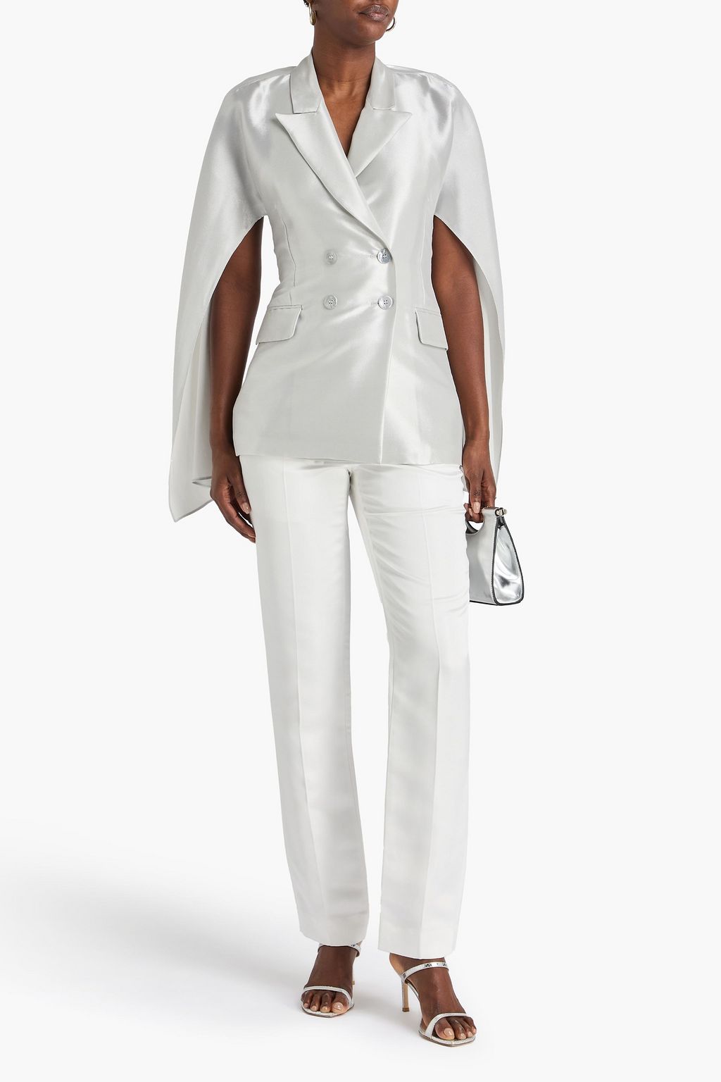 MAX MARA Double-breasted cutout lamé blazer