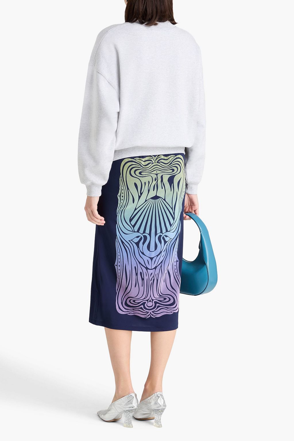 STELLA MCCARTNEY تنورة متوسطة الطول من الجيرسي المطاط مزينة بطبعات وبنقشات بارزة