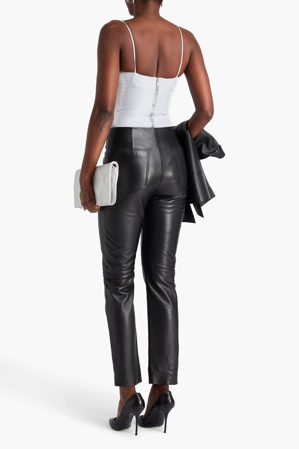 BALMAIN Drapierter Body aus Jersey aus einer Baumwollmischung mit Metallic-Effekt