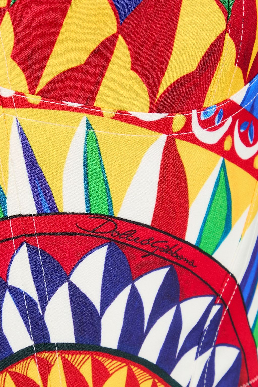 DOLCE&GABBANA Printed silk-blend bustier top