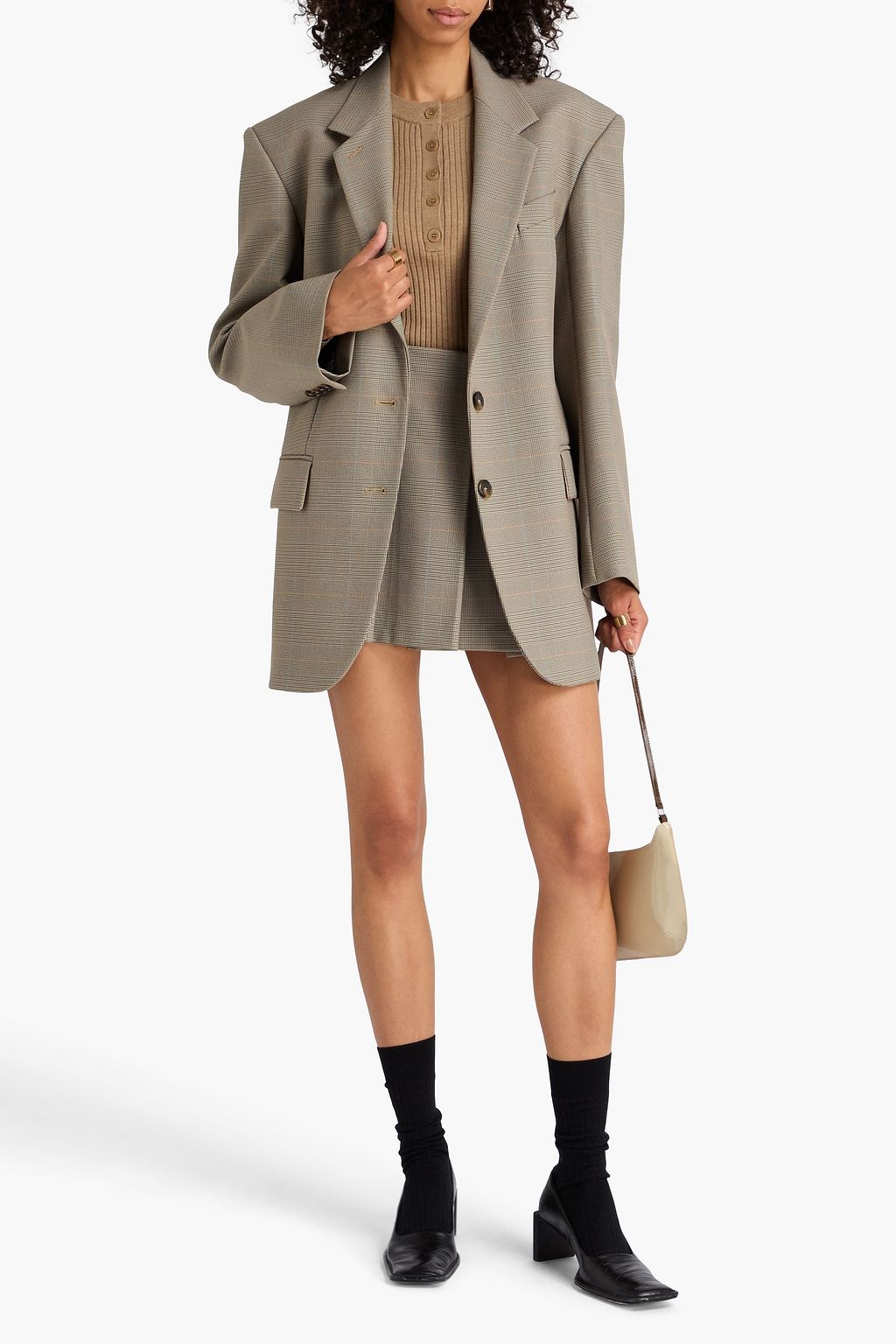 SPORTMAX بليزر براندي من التويد بنقشة مربّعات برنس أوف ويلز