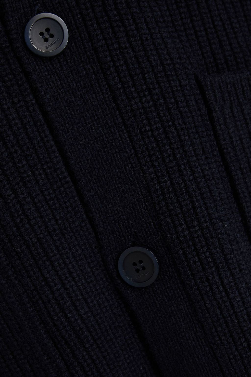 SANDRO Ribbed wool and cashmere-blend cardigan