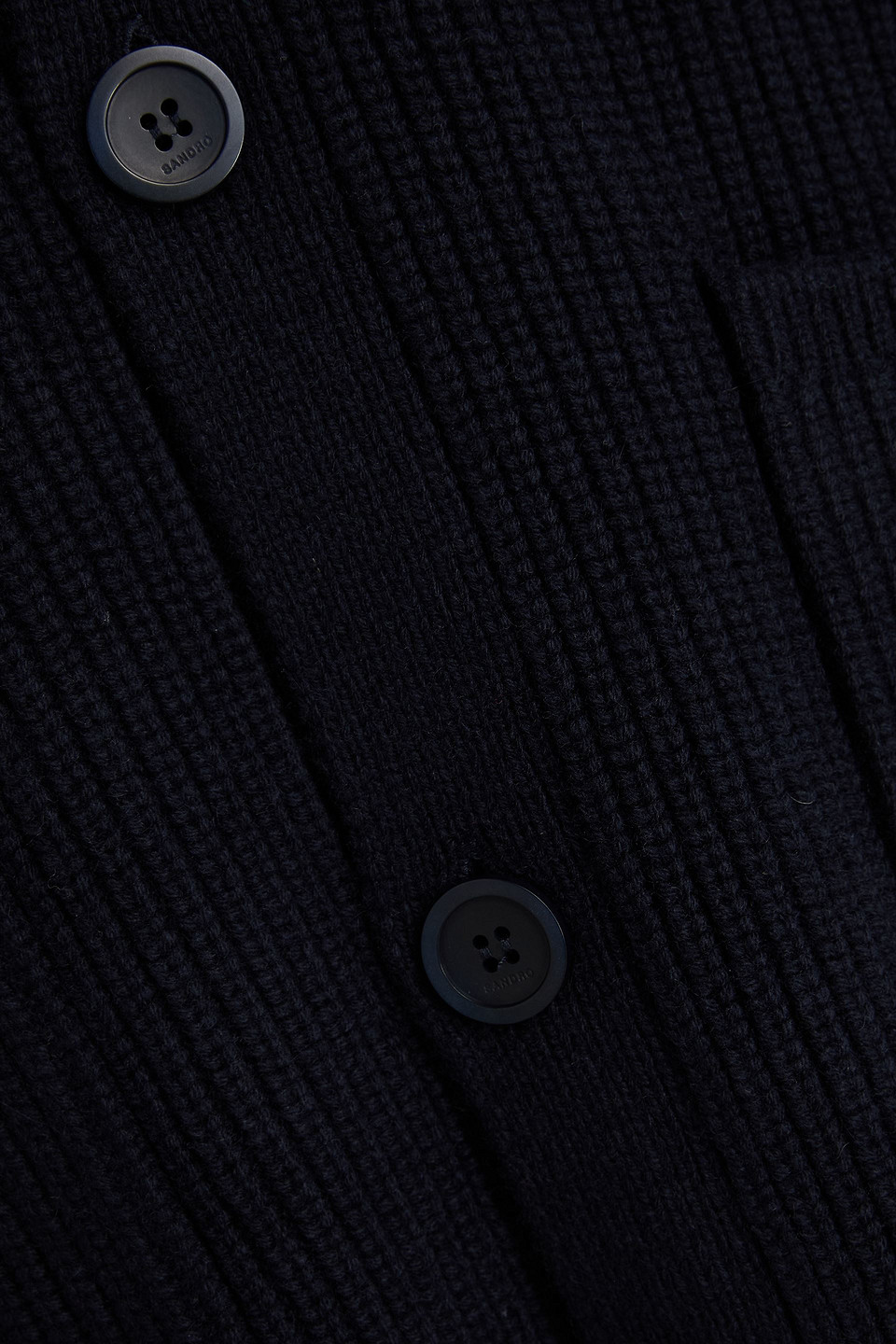 SANDRO RIBBED WOOL AND CASHMERE-BLEND CARDIGAN