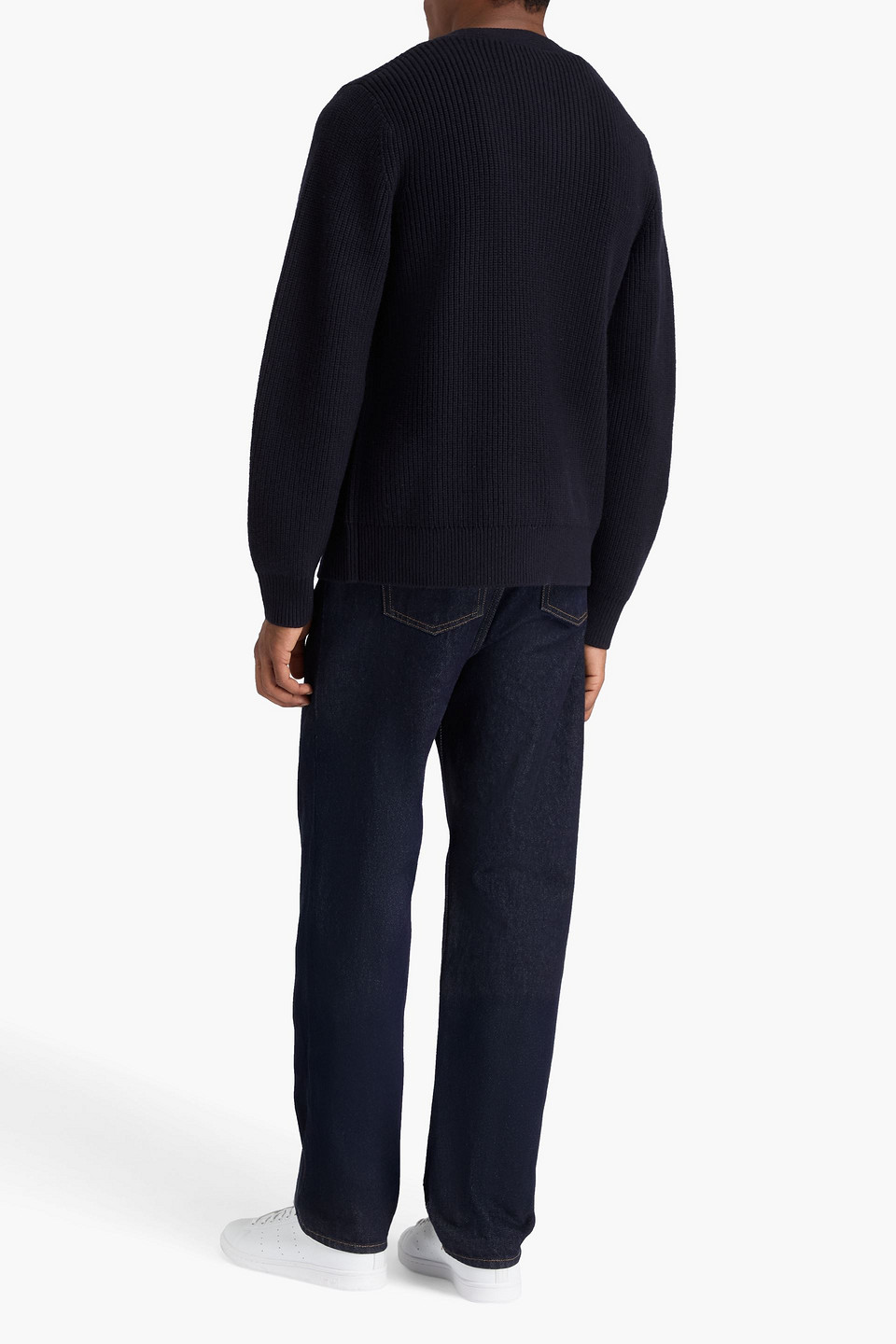 SANDRO RIBBED WOOL AND CASHMERE-BLEND CARDIGAN