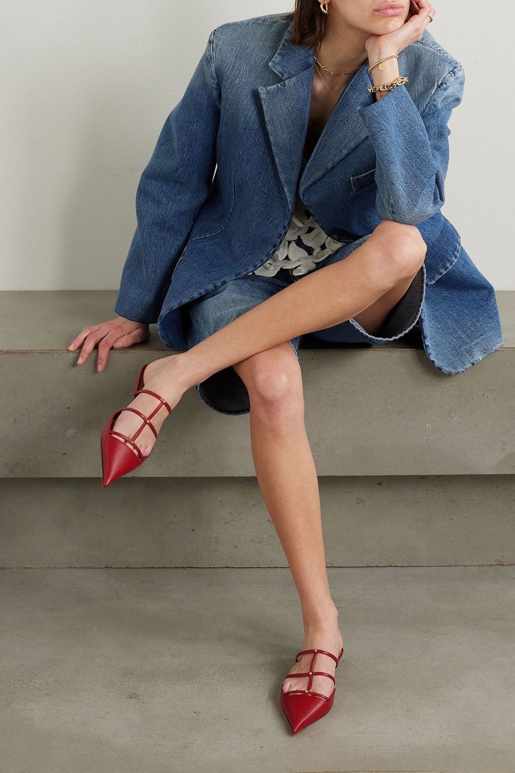 VALENTINO GARAVANI Rockstud 20 embellished leather mules