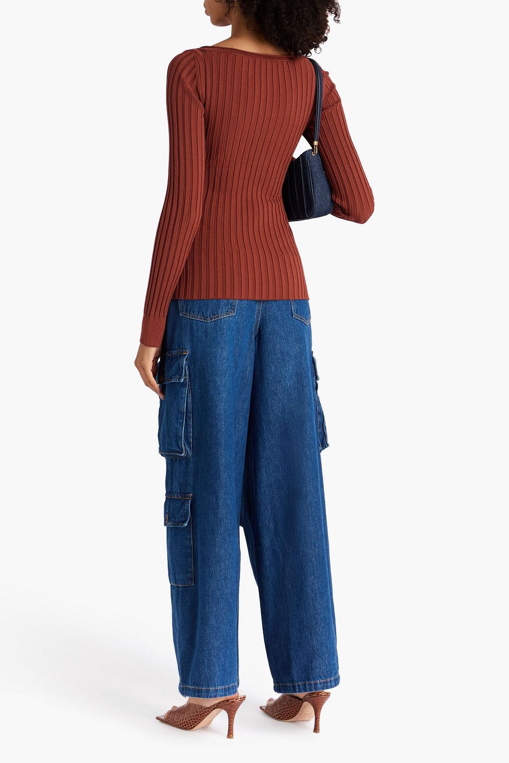 STELLA MCCARTNEY 링 장식 리브 니트 탑