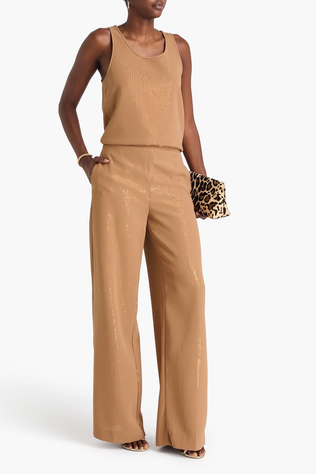 MAX MARA Sequined georgette wide-leg pants