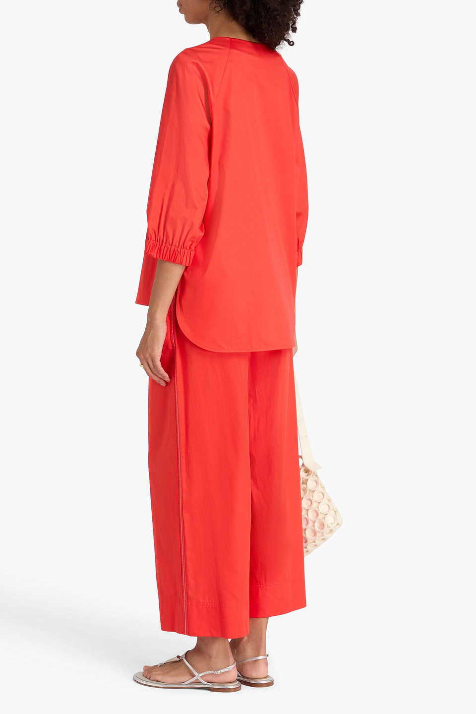  Max Mara - Bluse Aus Baumwollpopeline - Rot - It 38 