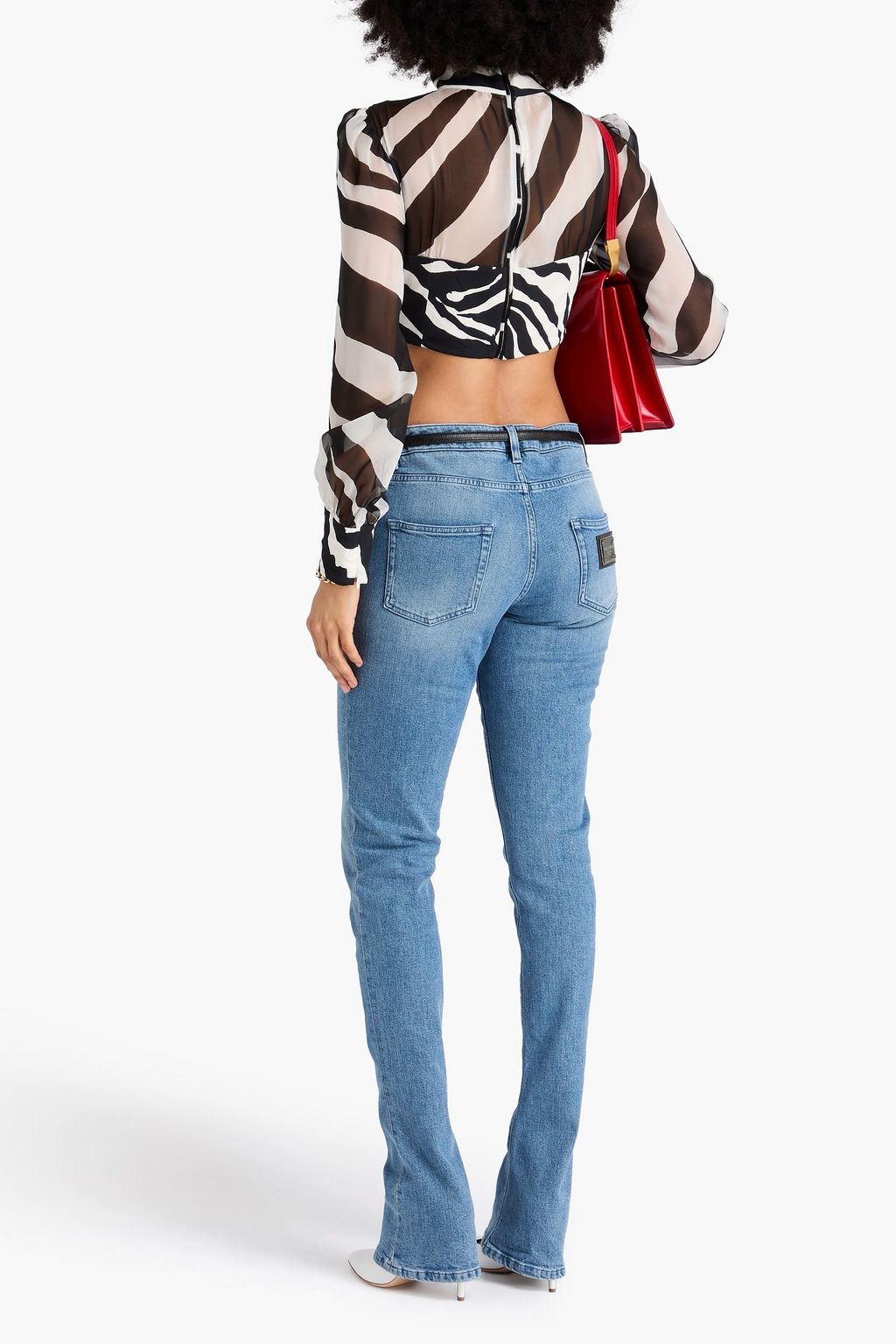 DOLCE&GABBANA Faded high-rise flared jeans