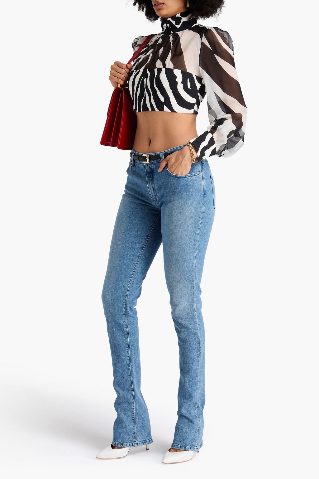 DOLCE&GABBANA Faded high-rise flared jeans