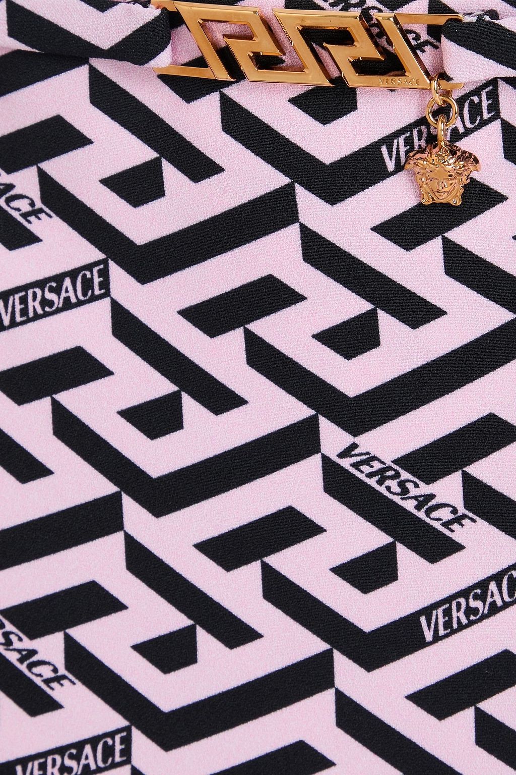 VERSACE Pleated printed crepe mini skirt