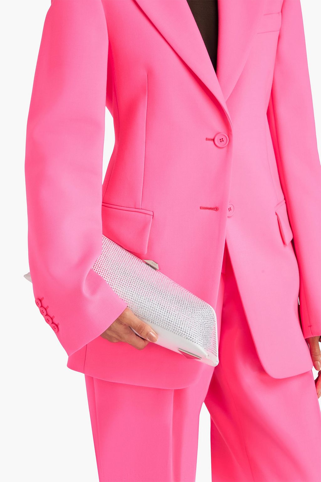 THE ATTICO Long Night crystal-embellished satin clutch