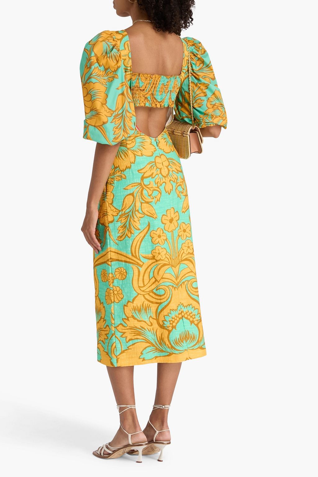 LA DOUBLEJ فستان "سيزلر" متوسط الطول من التويل المصنوع من مزيج القطن مزين بطبعات