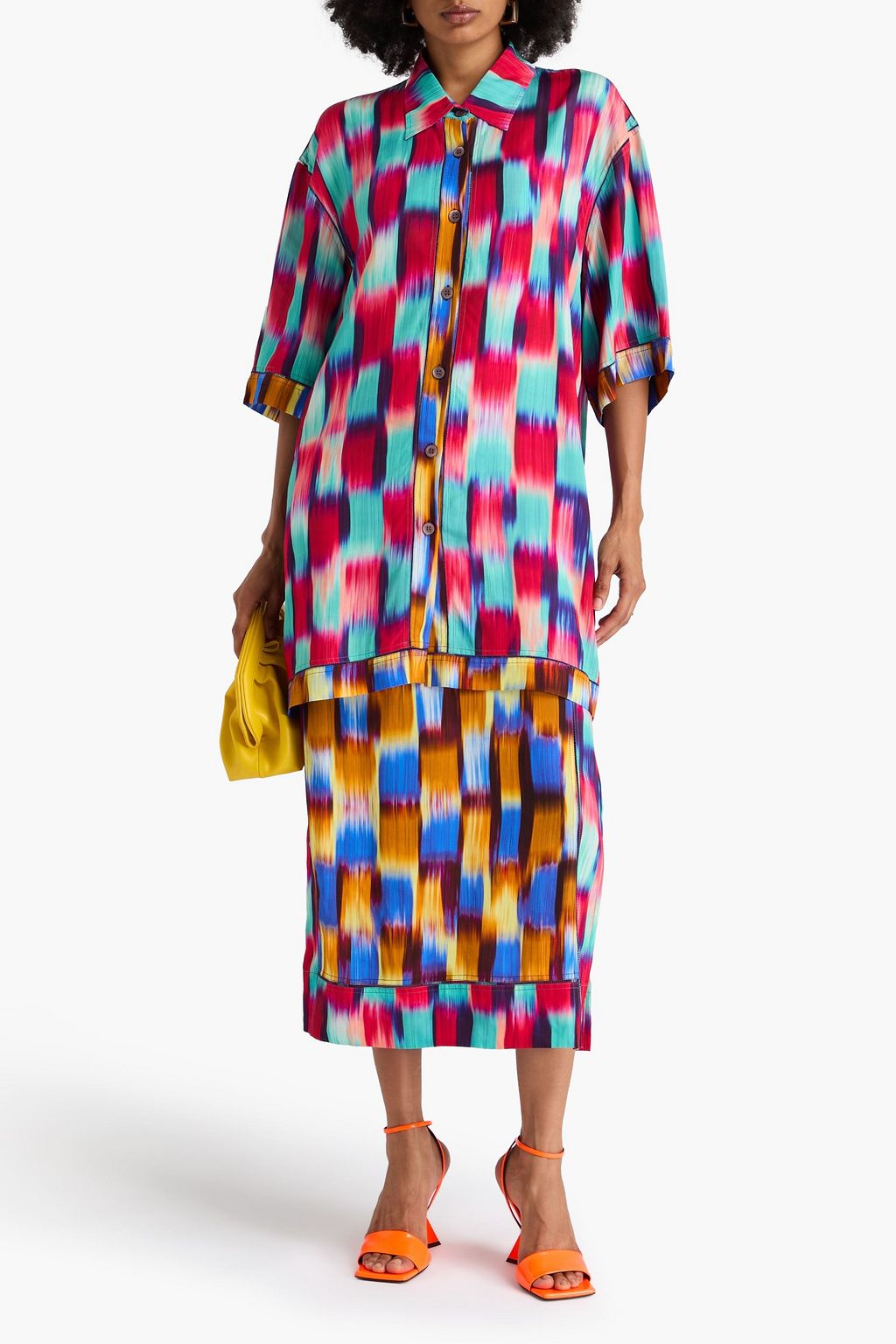 DRIES VAN NOTEN قميص مصنوع من التويل ومزين بطبعات