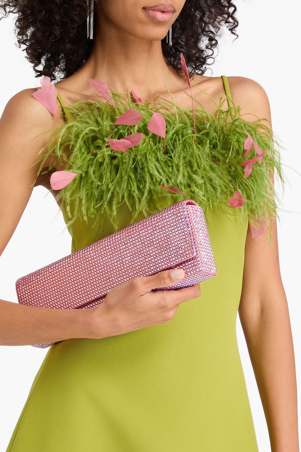 AMINA MUADDI Paloma crystal-embellished satin box clutch