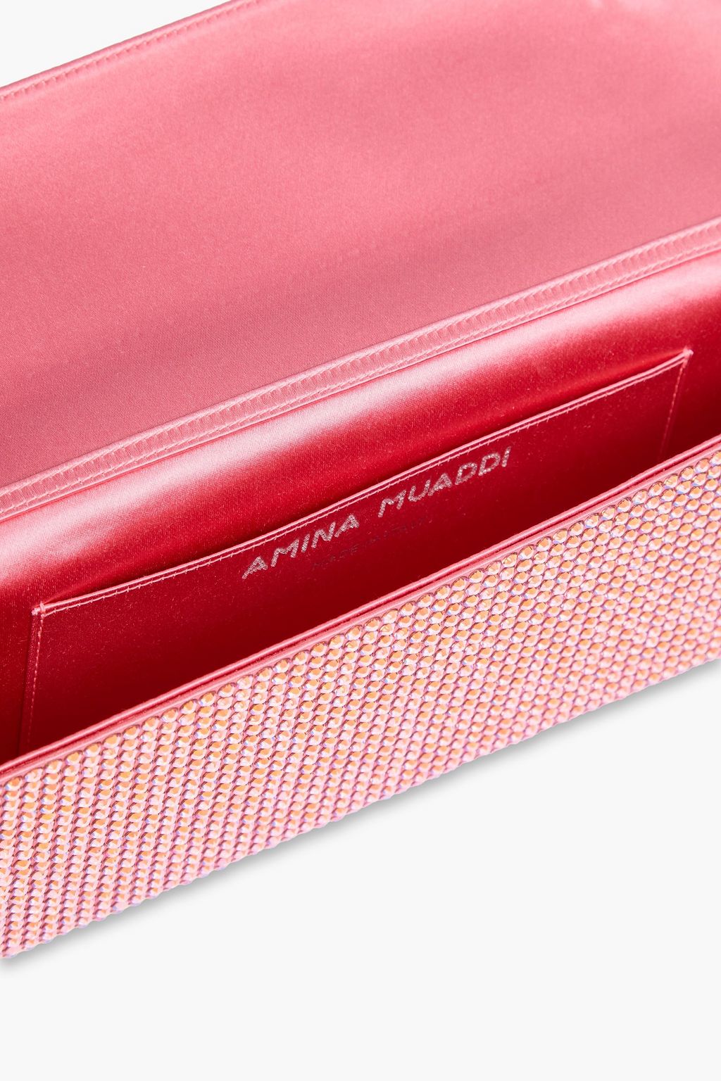 AMINA MUADDI Paloma crystal-embellished satin box clutch