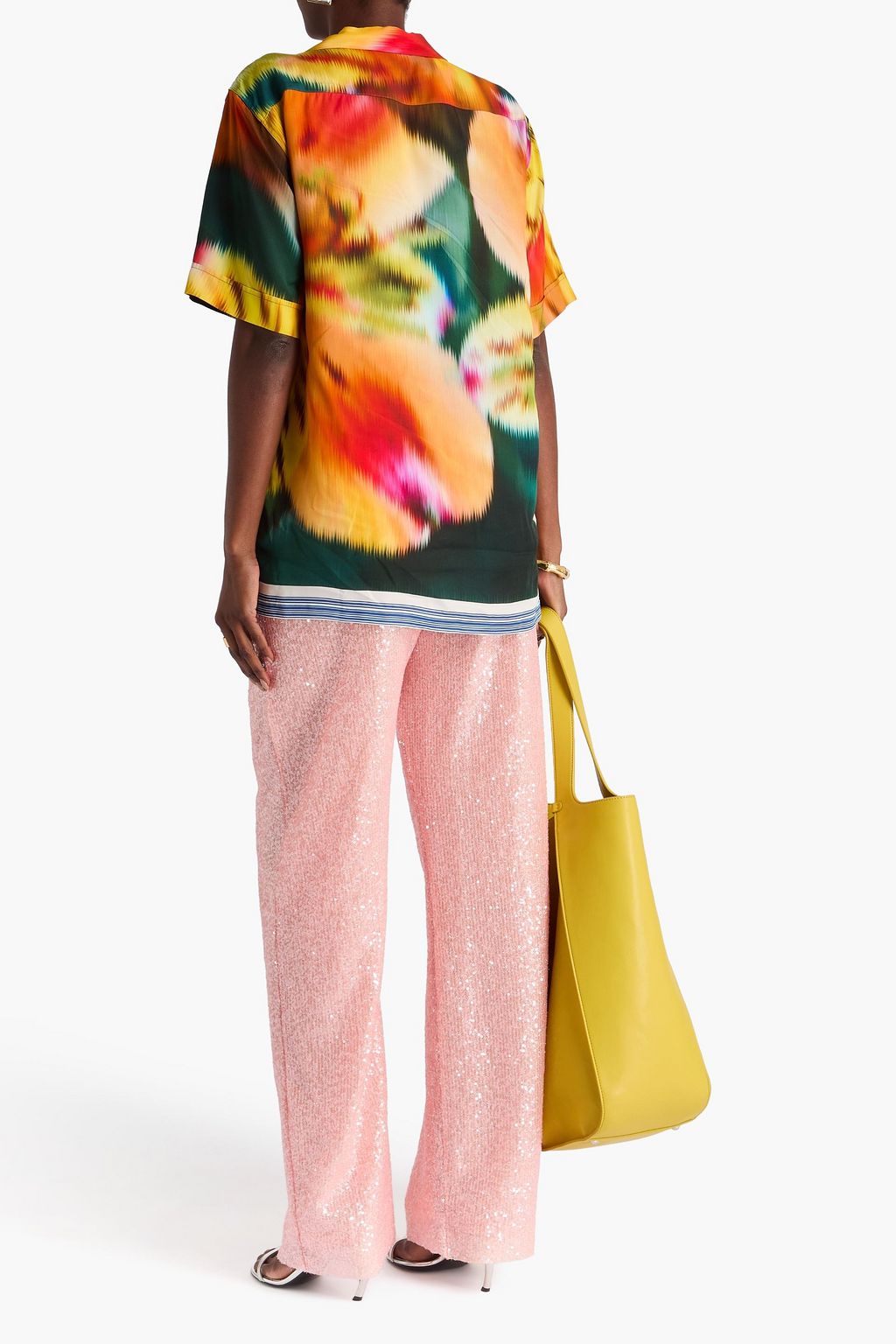 DRIES VAN NOTEN قميص مصنوع من التويل ومزين بطبعات