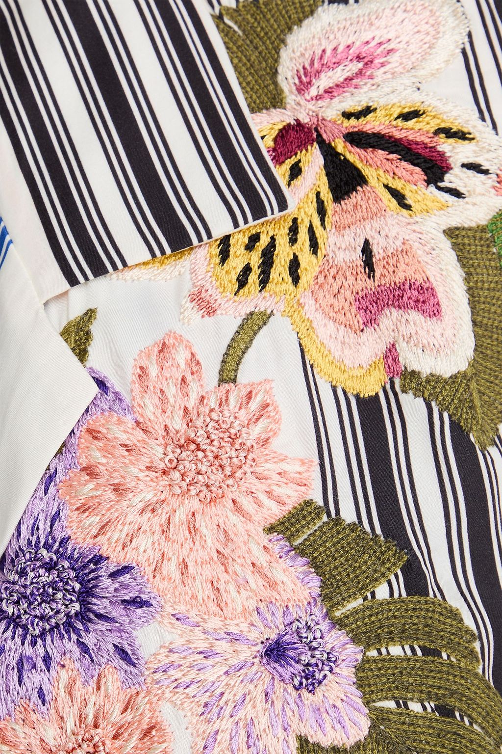 DRIES VAN NOTEN قميص من التويل المخطط مطرّز
