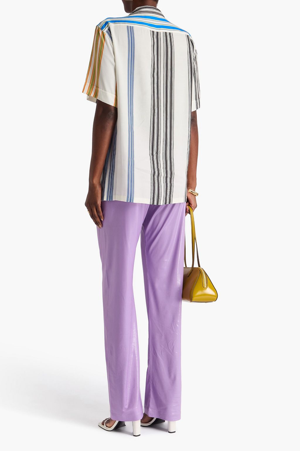 DRIES VAN NOTEN قميص من التويل المخطط مطرّز