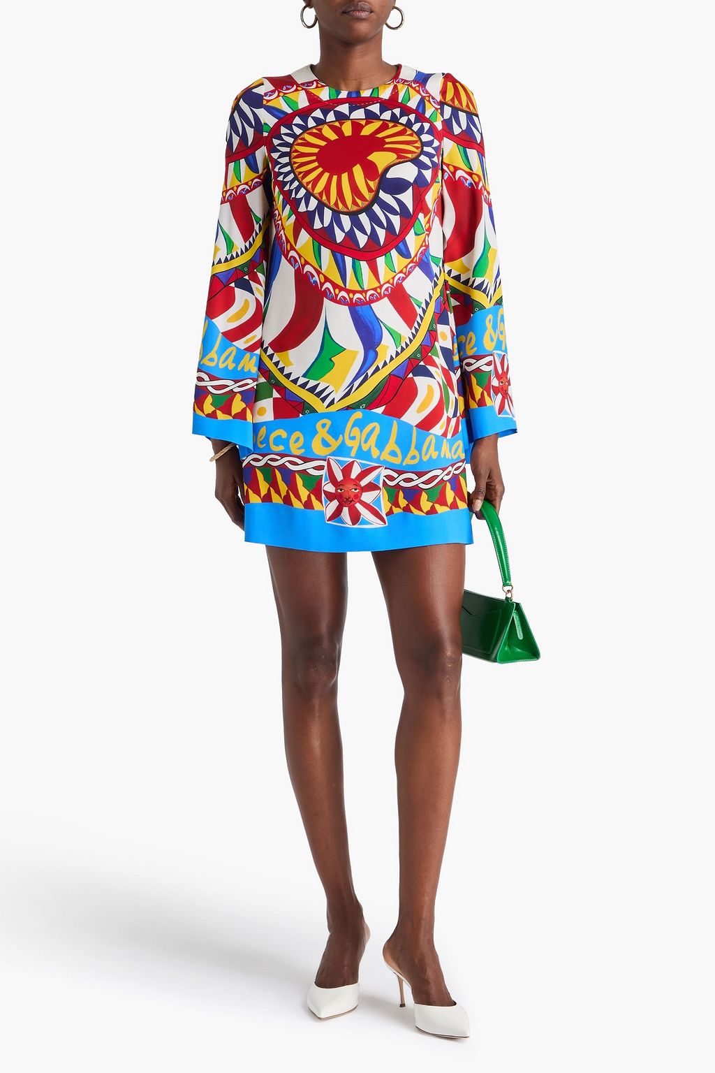 DOLCE&GABBANA Printed silk-blend crepe mini dress
