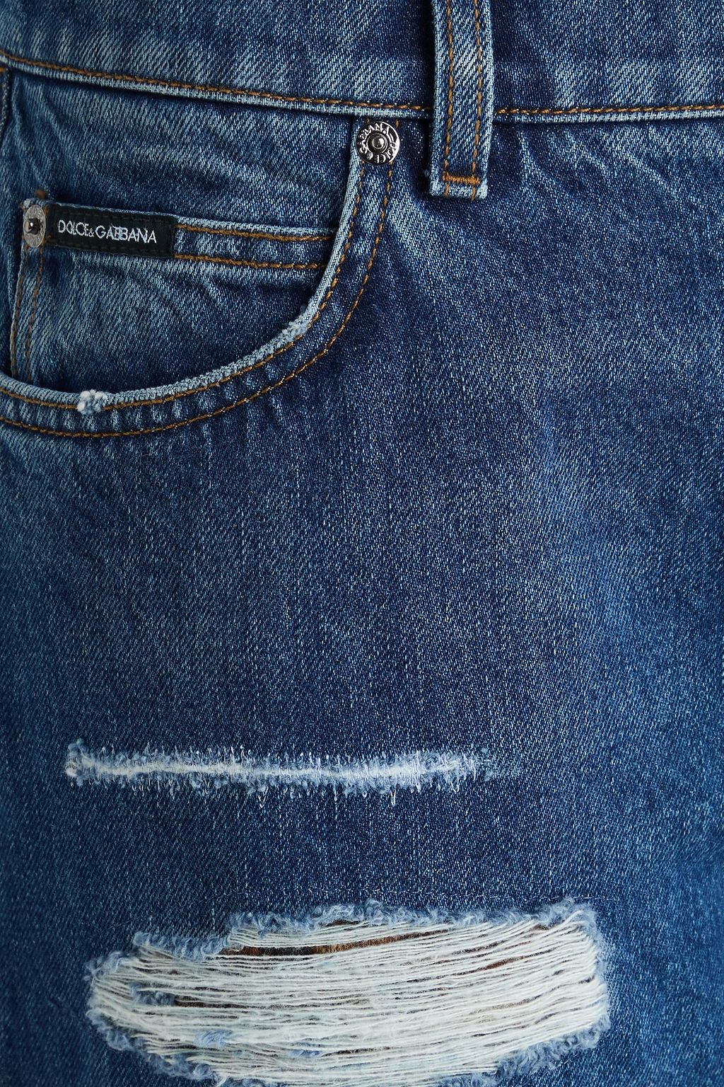 DOLCE&GABBANA Distressed high-rise straight-leg jeans