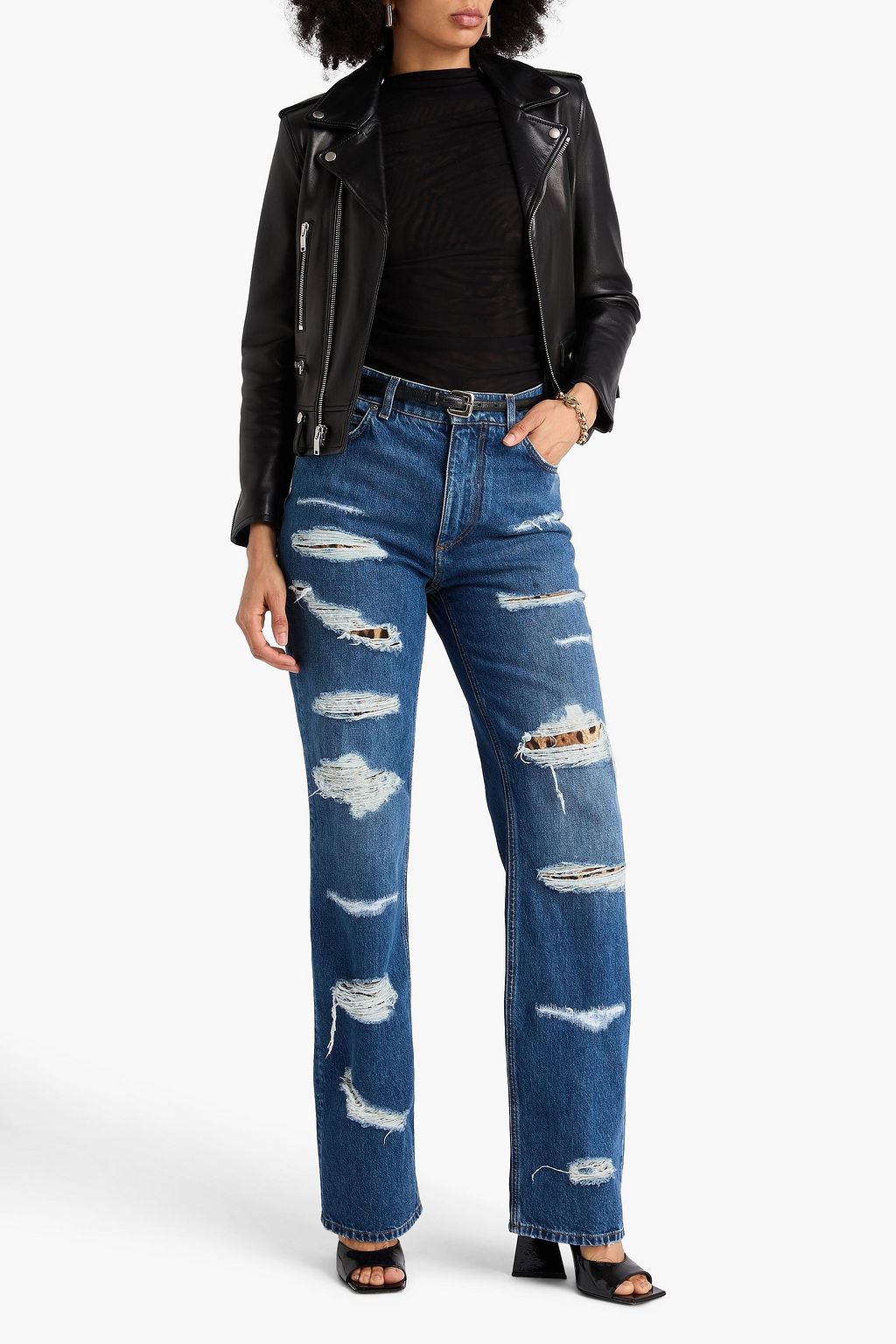 DOLCE&GABBANA Distressed high-rise straight-leg jeans