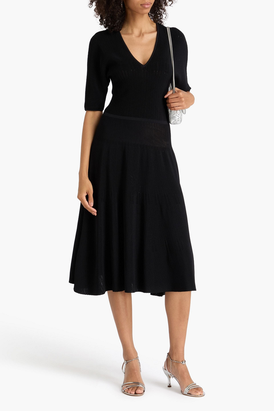  Hervé Léger - Midikleid „lyla“ Aus Rippstrick - Schwarz - Xxs 