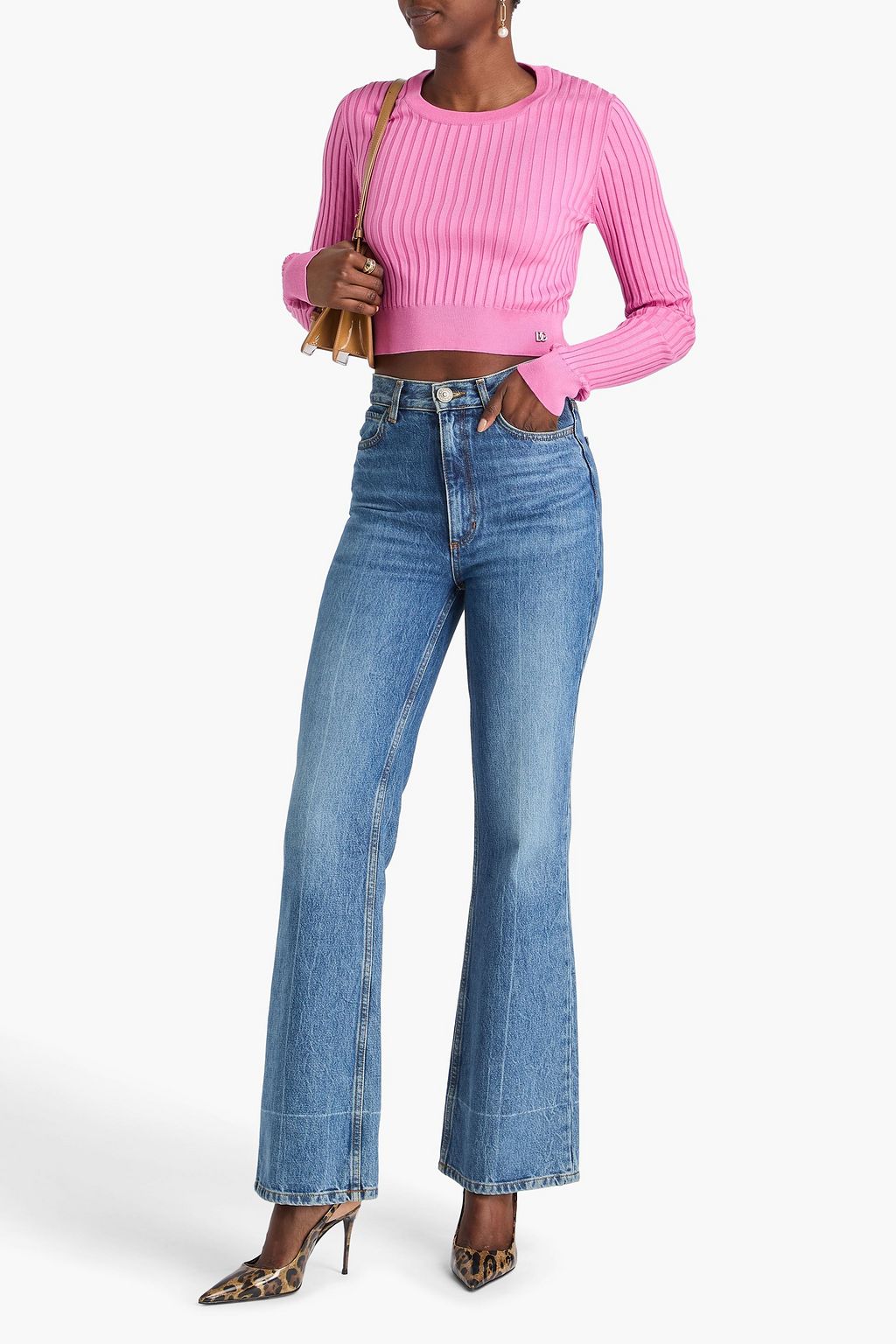 DOLCE&GABBANA Cropped Pullover aus gerippter Seide