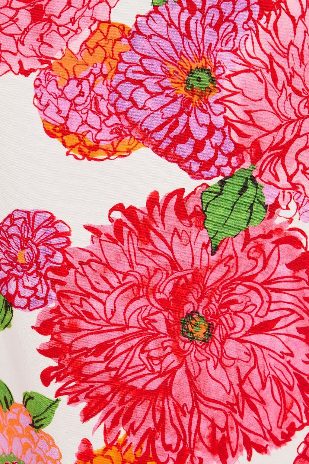 LA DOUBLEJ فستان "سيزلر" متوسط الطول من التويل المصنوع من مزيج القطن مزين بطبعة الأزهار