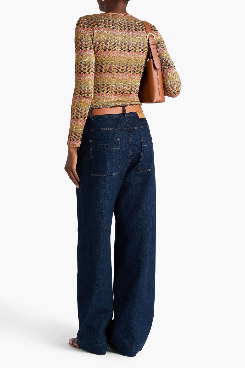 VALENTINO GARAVANI كنزة رياضية بحبكة الجاكار بلون ميتاليك