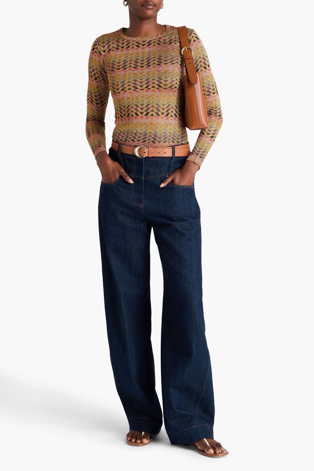 VALENTINO GARAVANI كنزة رياضية بحبكة الجاكار بلون ميتاليك